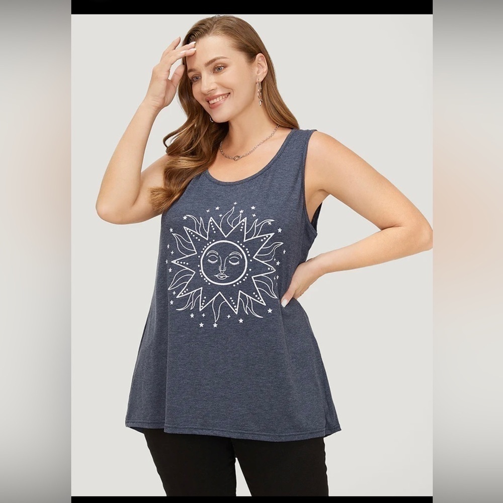NWT Sun  print High low tank top size 22-24 🌸 BC 24